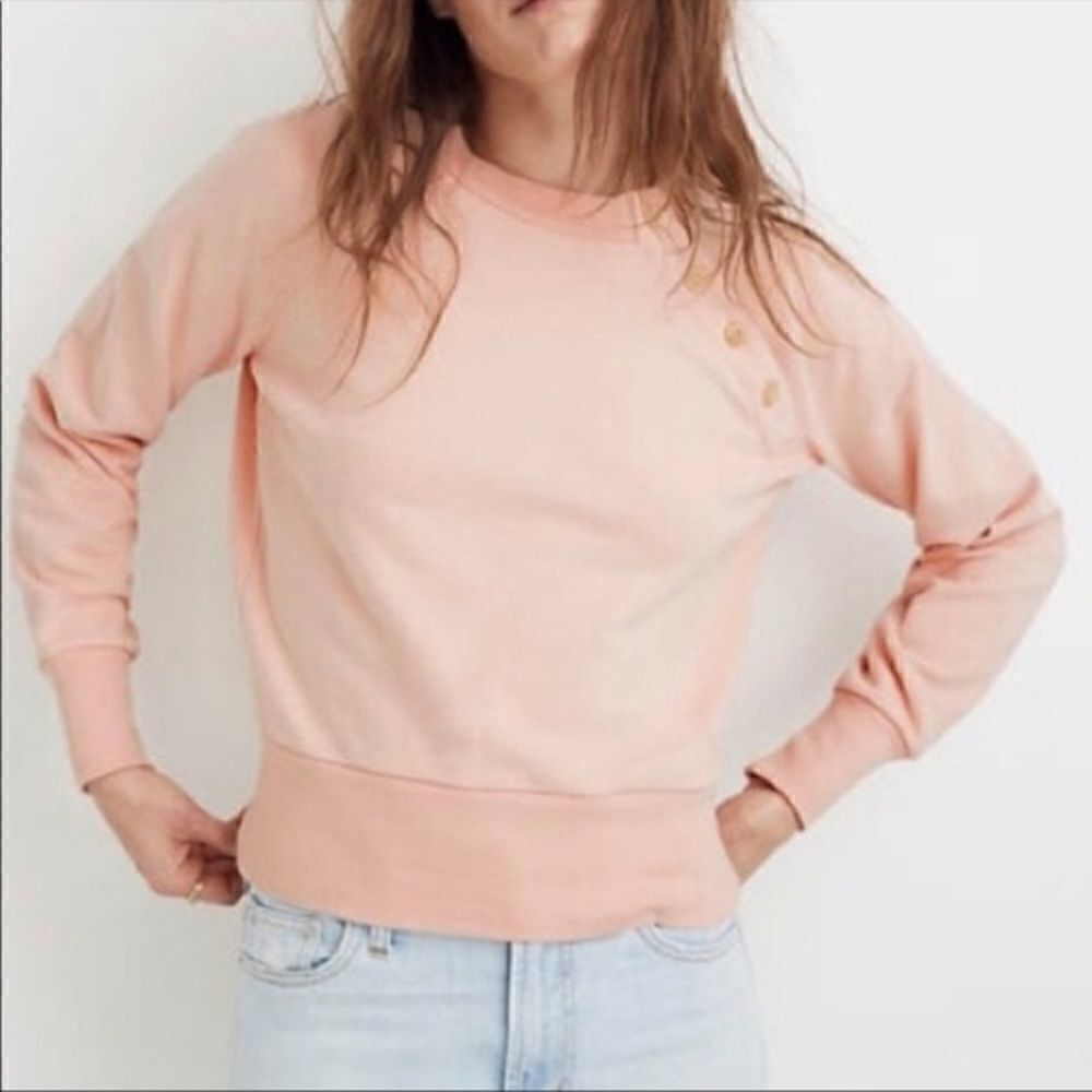 Mile(s) by Madewell Blush Button Detail Sweatshirt